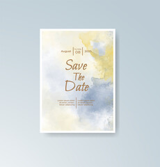 Wedding invitation with abstract splash watercolor