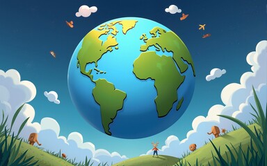 Various representations of Earth in animated styles showcasing different themes and perspectives on global awareness and care. High quality