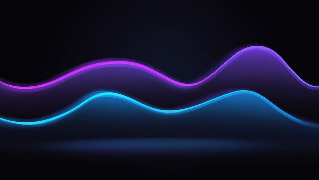 Two glowing, wavy, neon lines in purple and blue against a dark background