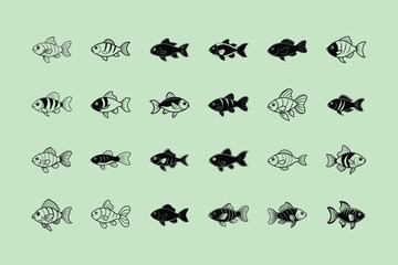 Black Molly, aquarium fish, line art illustration