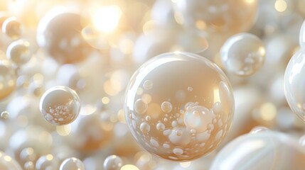 Soft, dreamy image of floating microbubbles creates a calming effect, showcasing the delicate beauty of light and air interacting in an ethereal environment.