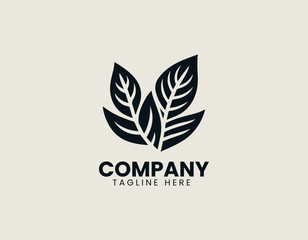 Elegantly Arranged Two Leaf Shapes Organic Botanical Harmony Vector Logo Design
