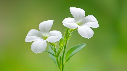 Delicate White Flower Blossoming Against A Soft Green Background In Natural Light