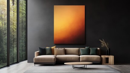 This piece features a captivating orange gradient that elegantly transitions, creating a warm and inviting atmosphere perfect for modern living spaces or galleries.