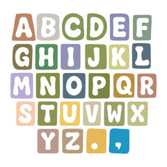 colorful rounded square alphabet letters