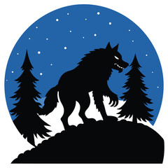 Silhouette Vector Design with Image Prompts Featuring Black Red Green and Blue Elements