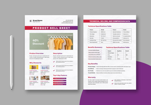 Product Sell Sheet Layout