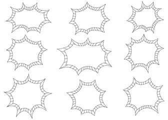 トゲトゲの吹き出しセット、手書き、ポップなデザイン