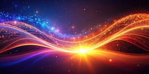 Fototapeta premium Abstract cosmic wave with glowing particles and vibrant colors creating a dynamic energy flow illustration