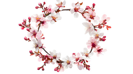 Naklejka premium Floral wreath design showcasing delicate blossoms, with isolated on white or transparent background 