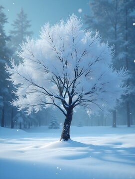Creative winter tree concept. technology and future concept. background.
