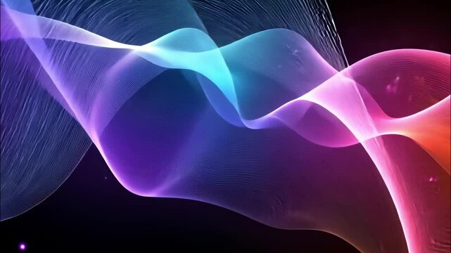  Colorful abstract waves of light flowing in motion over a dark gradient background