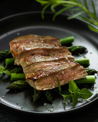 steak with salad