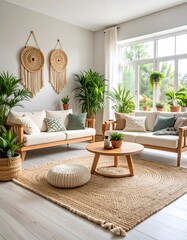 Bright living room with plants and natural light enhancing the decor