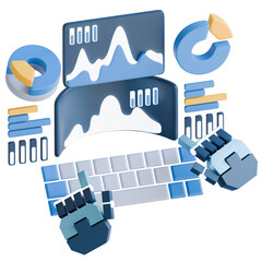 Virtual Business Management 3D Illustration