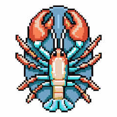 Fototapeta premium Pixel art lobster illustration vibrant crustacean design with vivid colors and intricate details