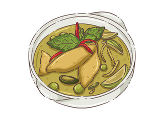 Green curry illustration