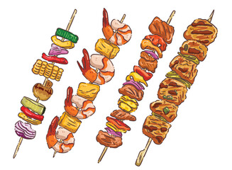 BBQ illustration set