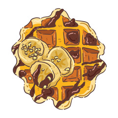 waffle and banana illustration