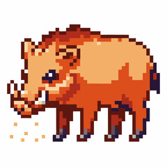 Fototapeta premium Pixel art boar retro video game wild animal illustration orange and brown 8 bit design