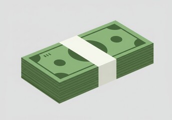 Stack of green money with a white band around it