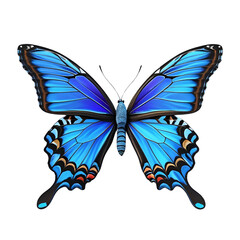 Vibrant Blue Morpho Butterfly Wings Isolated on Black Background Perfect for Designs Prints and Decorations