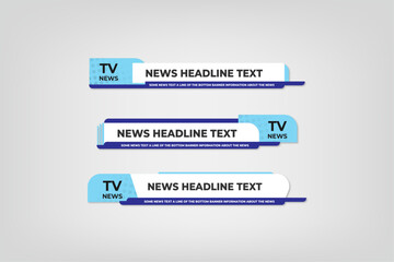 set of blue cyan banners for tv news program for television