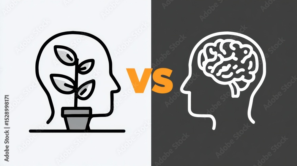 Poster Comparison of Fixed Mindset and Growth Mindset Showcasing Key Differences in Learning and Personal Development Strategies