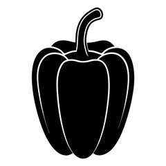 Obraz premium Black and white silhouette of a single bell pepper