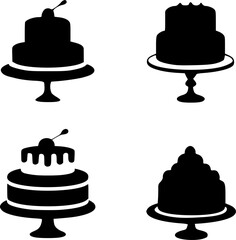 Cake SVG Silhouette Set with White Background