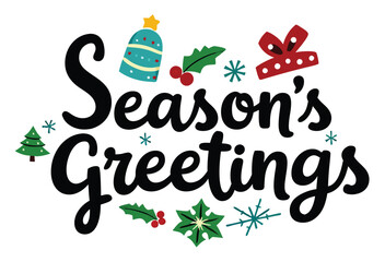 "Season's Greetings" Festive Holiday Lettering