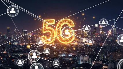 Futuristic 5g network expanding connectivity in a vibrant cityscape - Powered by Adobe
