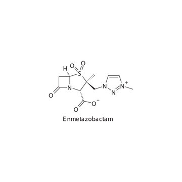Enmetazobactam chemical structure skeletal formula. Beta-lactamase inhibitor drug used to treat Bacterial infections (in combination with cefepime). Simple schematic illustration.
