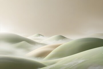 Fototapeta premium Soft, smooth white pillows on a bed with delicate fabric texture and subtle wave patterns for a luxurious bedding design