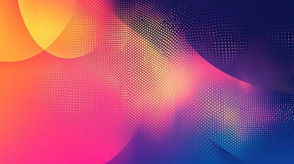 Circle Halftone Design with Abstract Dotted Circles, Round Halftones and Gradient Colors