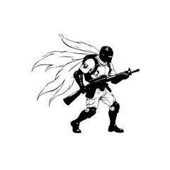 Fototapeta premium Futuristic soldier concept art, warrior in black and white, sci-fi guardian
