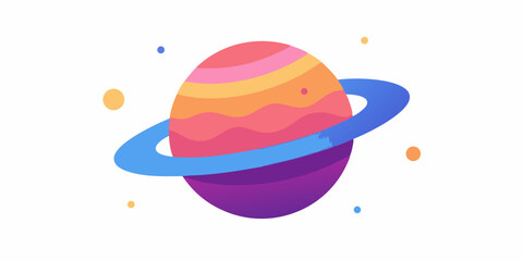 Fototapeta premium Modern Abstract Flat Illustration of Layered Planets in Deep Space Vector Illustration