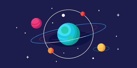 Informative Infographic Style Planetary Diagram with Cosmic Elements Vector Illustration
