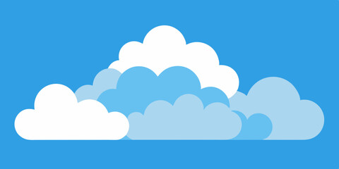 Scenic Cloudy Sky Landscape Background with Fluffy Clouds Vector Illustration