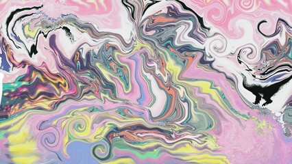 Stunning colorful fluid art creating a captivating abstract texture with swirling liquid effects. Ideal for contemporary decor, web design, or creative graphic elements