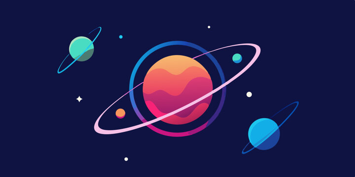 Abstract Cosmic Expansion Theme with Orbit Loops and Glowing Particles Vector Illustration Background