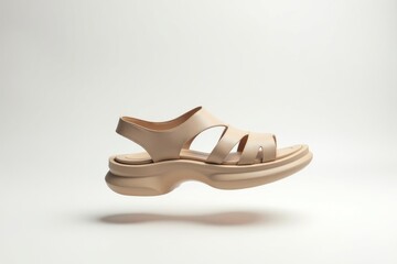Fototapeta premium Beige Leather Sandals Summer Fashion Footwear