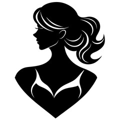 Elegant Woman Silhouette Profile Portrait Illustration