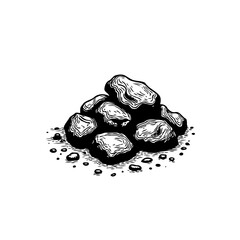 Detailed Engraving of Coal Pile Depicting Energy Resource and Industrial Use