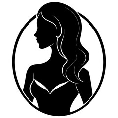 Elegant Woman Silhouette Profile Vector Illustration