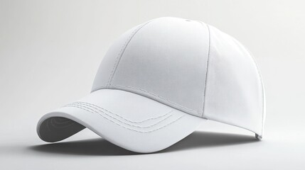 Classic White Baseball Cap with a White Brim, Isolated 