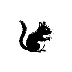 Whimsical Squirrel Illustration: A Charming Black and White Vector Graphics Design