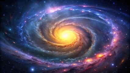 A Majestic Spiral Galaxy Illuminates the Cosmos with Brilliant, Glowing Nebulae and Stellar Dust