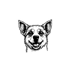 Charming canine portrait a detailed black and white drawing of a smiling dog