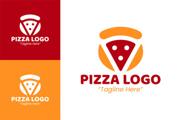 Professional Pizza Logo Design in Red and Yellow with Pizza Slice for Branding